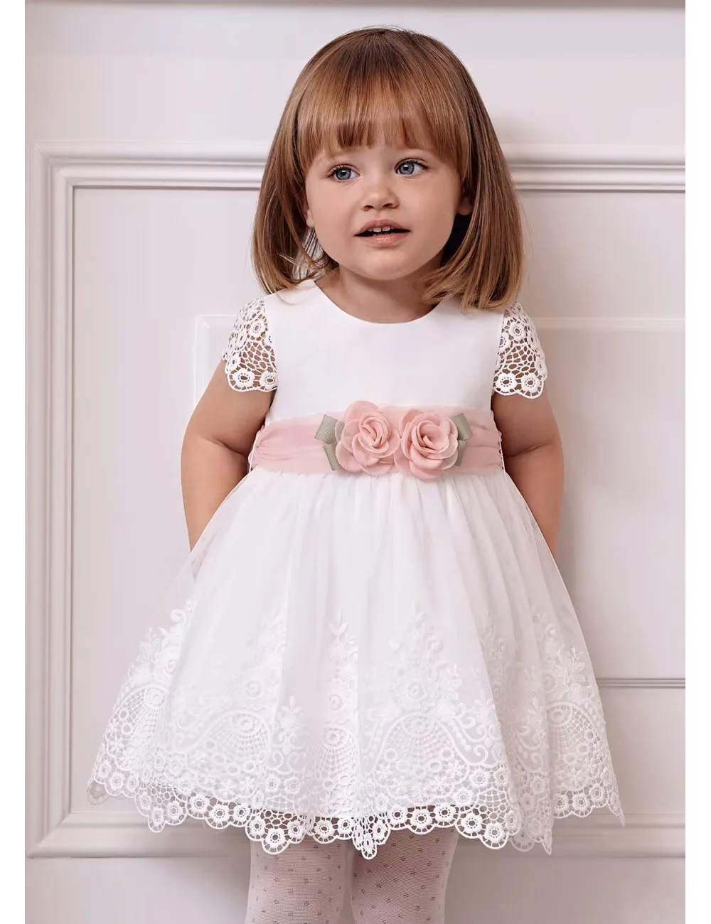 011 ABITO TULLE RICAMATO ABEL E LULA VESTITO NEONATA CERIMONIA KID GIRL 05011