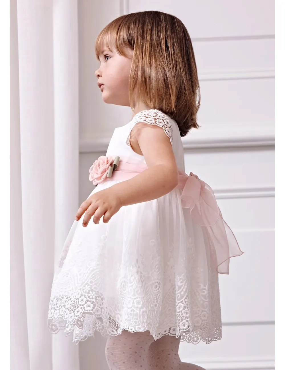 011 ABITO TULLE RICAMATO ABEL E LULA VESTITO NEONATA CERIMONIA KID GIRL 05011
