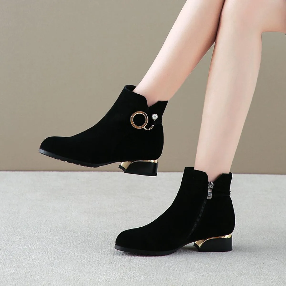 2022 nuovi stivali da donna stivaletti con cerniera moda donna studente Casual stivali singoli Scrub di grandi dimensioni scarpe