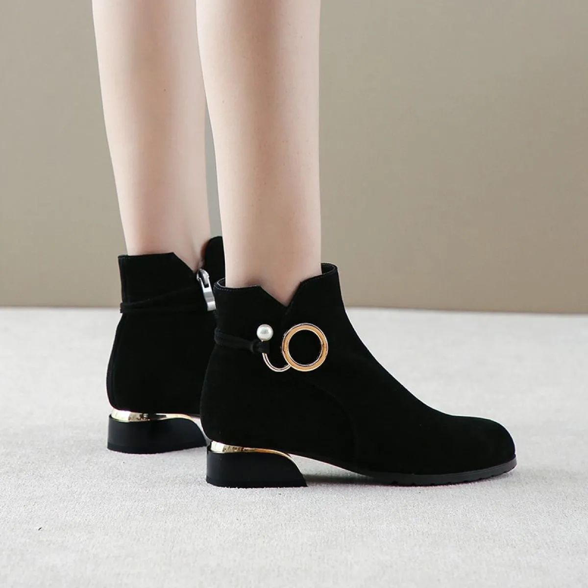 2022 nuovi stivali da donna stivaletti con cerniera moda donna studente Casual stivali singoli Scrub di grandi dimensioni scarpe