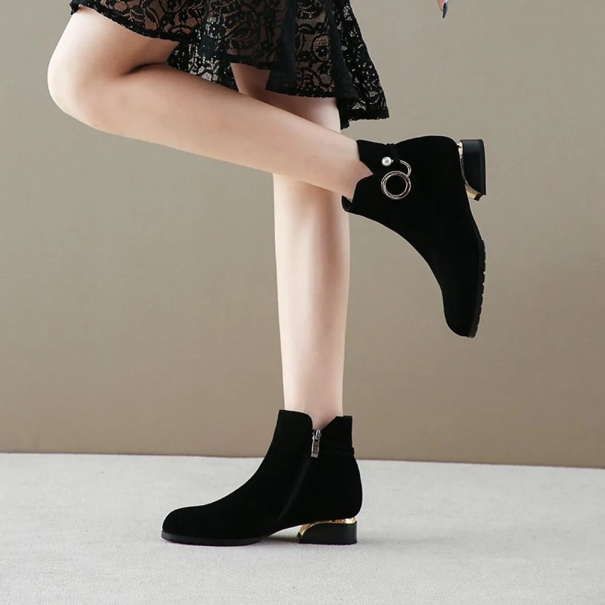 2022 nuovi stivali da donna stivaletti con cerniera moda donna studente Casual stivali singoli Scrub di grandi dimensioni scarpe