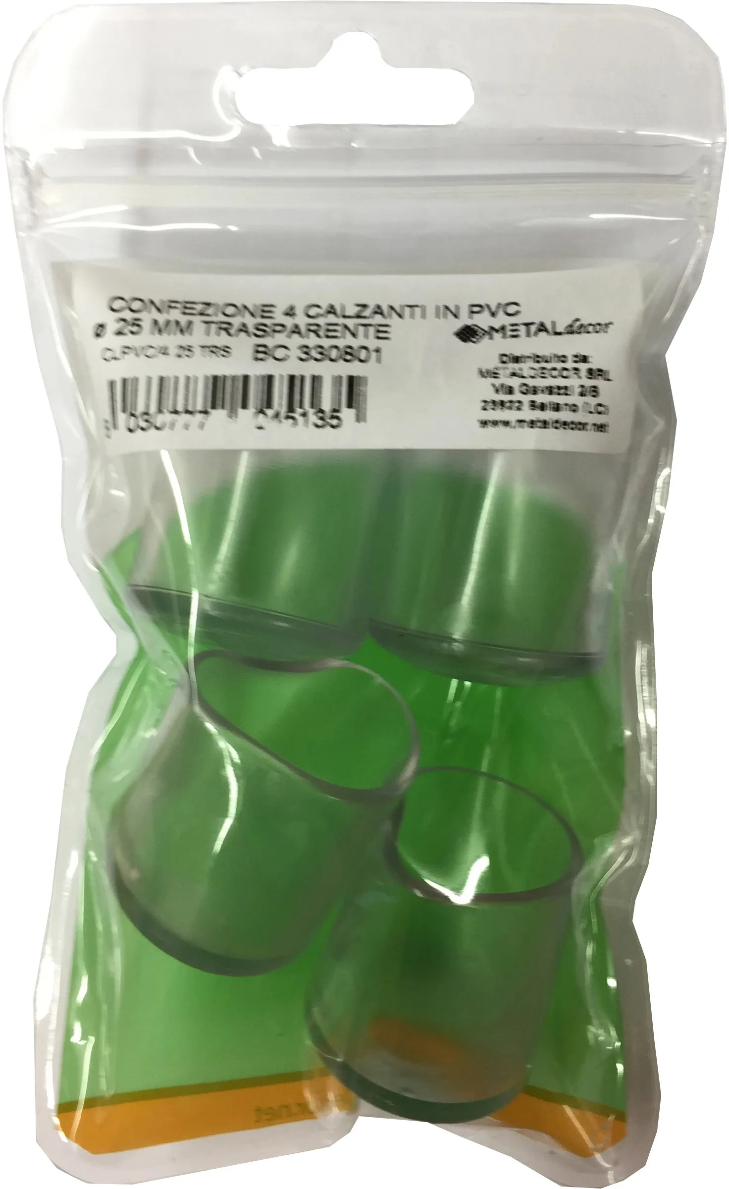 4 puntali calzanti in PVC trasparenti 25 mm