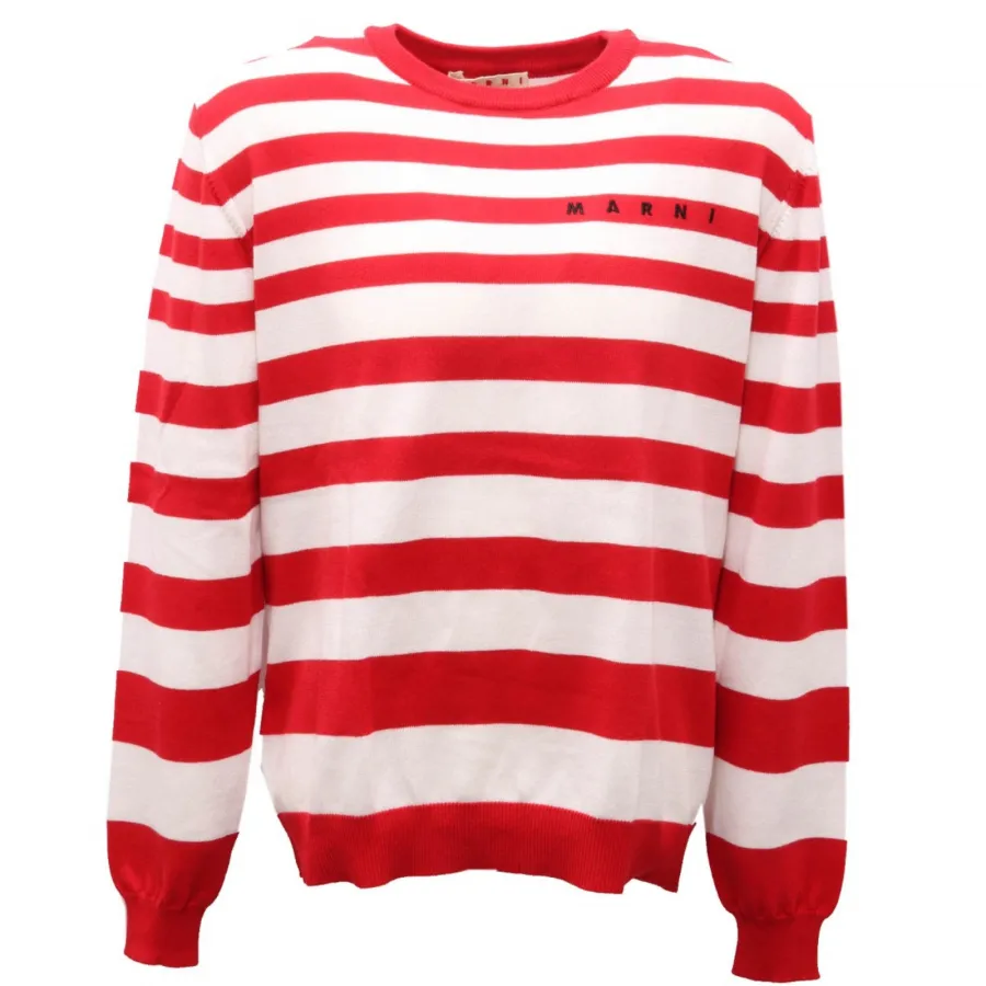9941AG maglione bimbo BOY MARNI white/red stripes cotton sweater