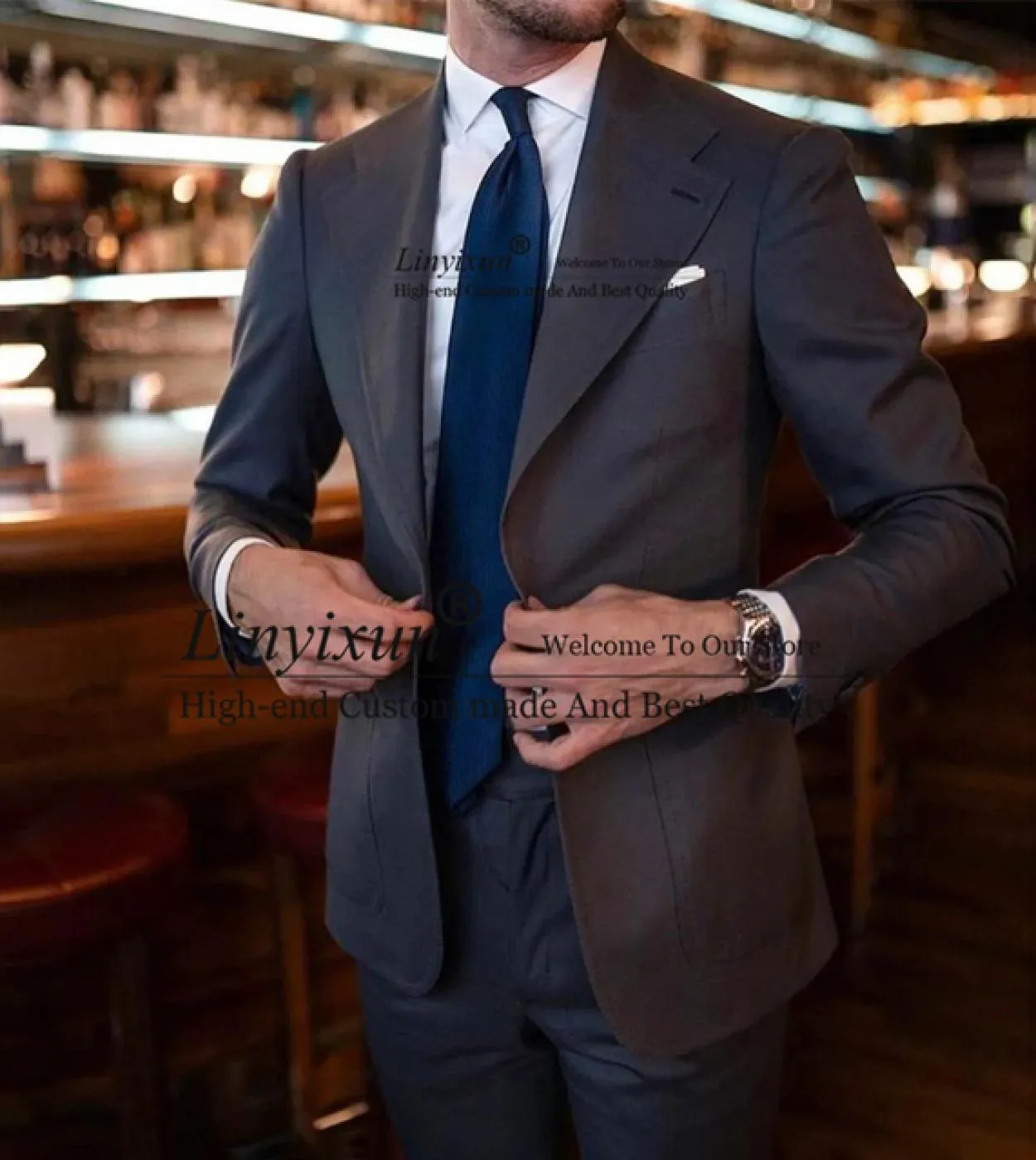 Abiti da giorno neri di moda per uomo Blazer da ufficio formale da uomo Smoking da sposo da sposa Set da 2 pezzi Giacca Terno Ma