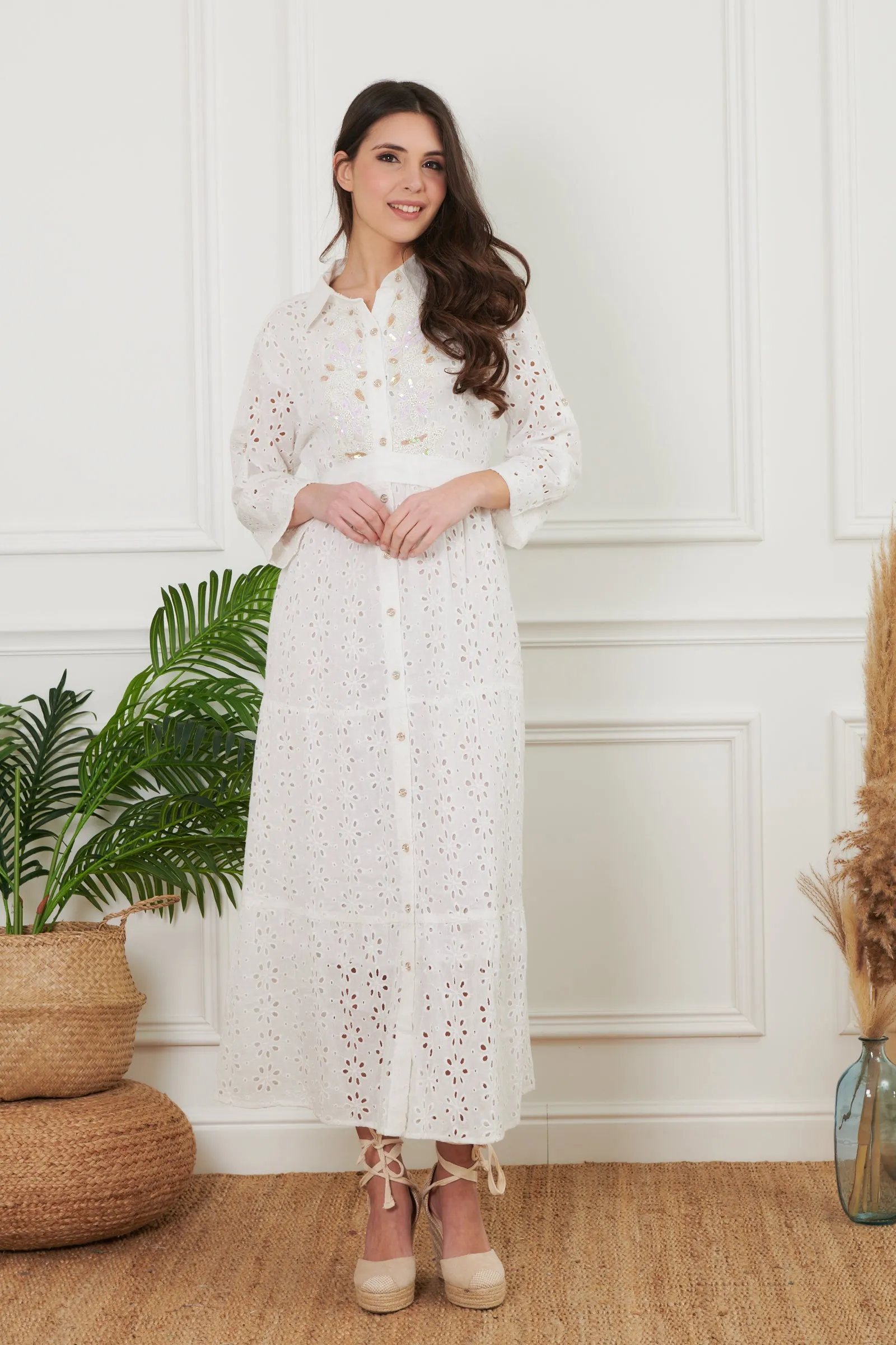 ABITO CAMICIA LUNGO IN PIZZO