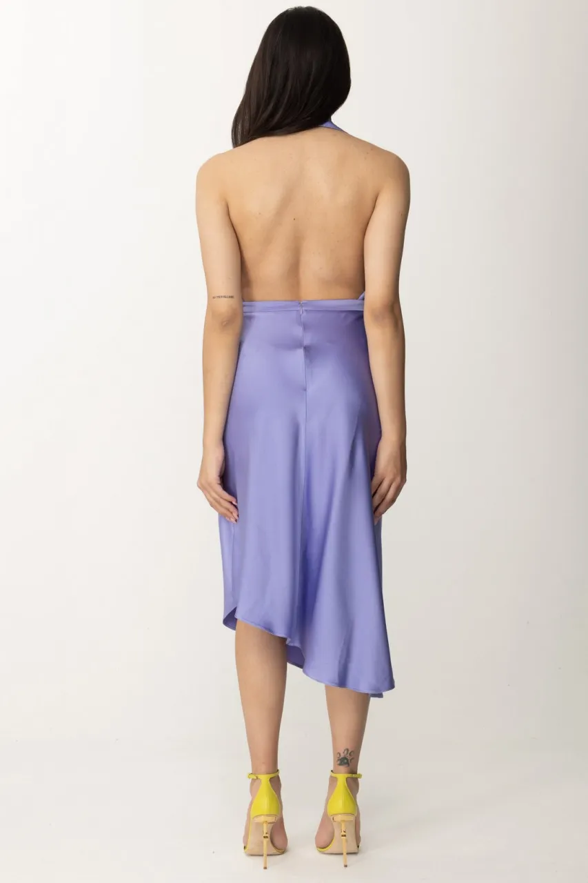 Abito midi in raso con gonna asimmetrica IRIS