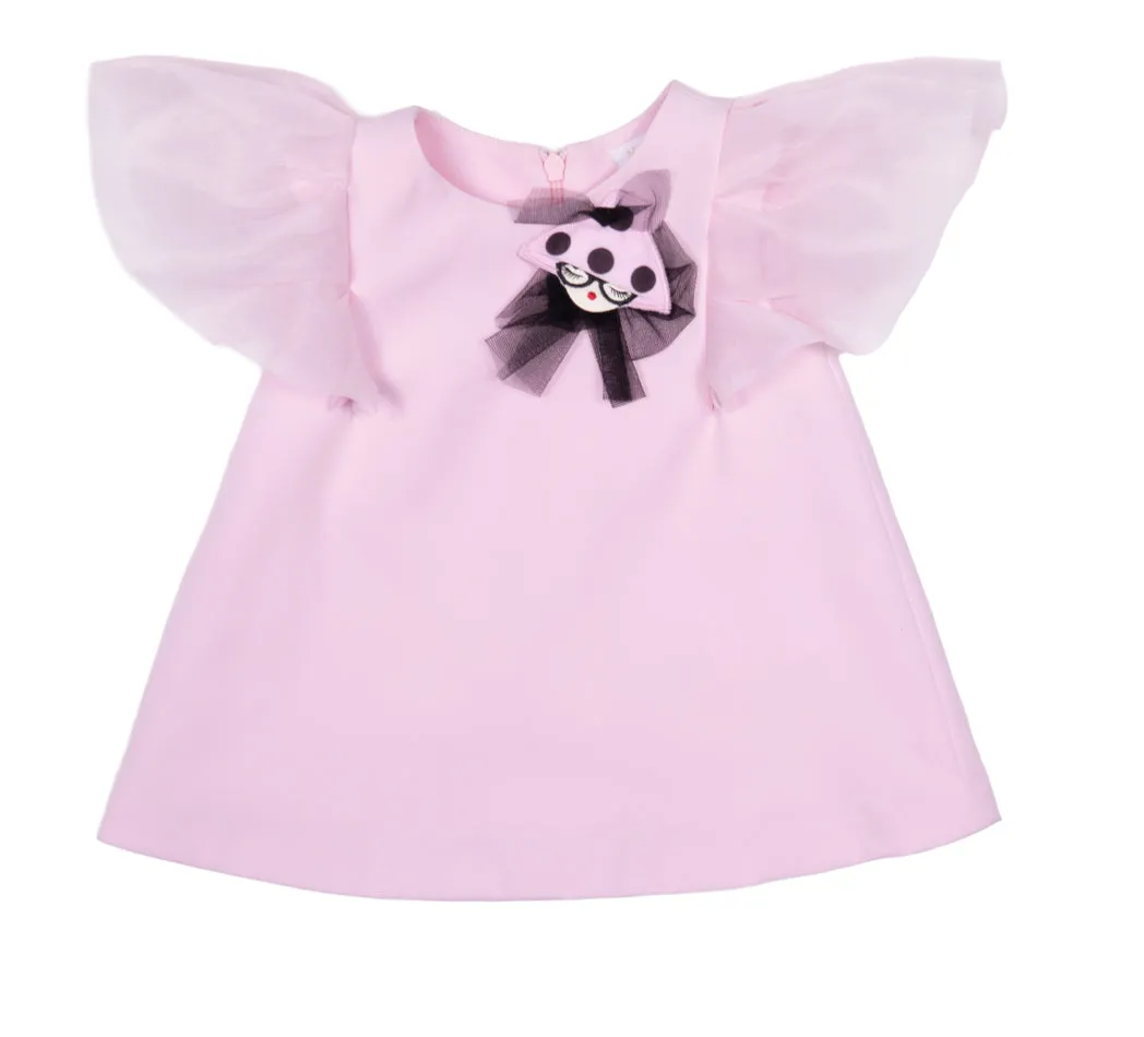 Abito rosa con dettagli per neonata