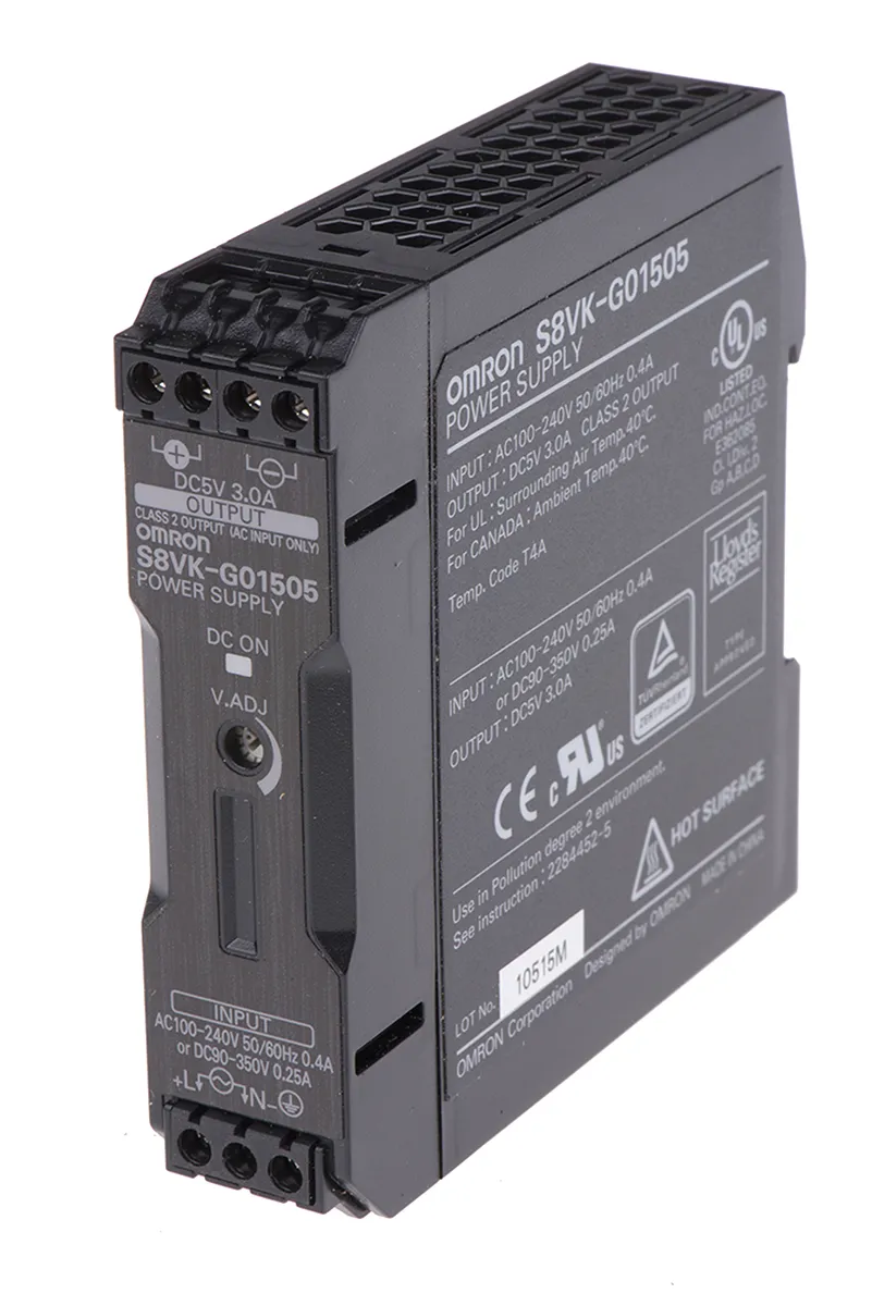 Alimentatore a montaggio su guida DIN Omron, 5V cc, 3A, 100 → 240 V ac / 90 → 350V cc, 15W