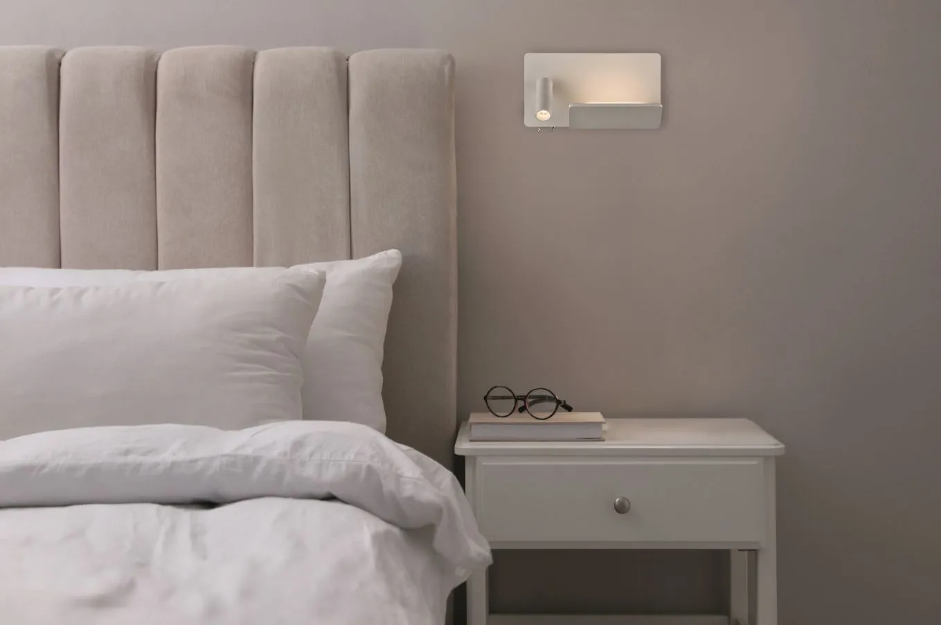 Applique Mensola Laika Bianco Led+Spot Lato Sinistro L24 cm ACB
