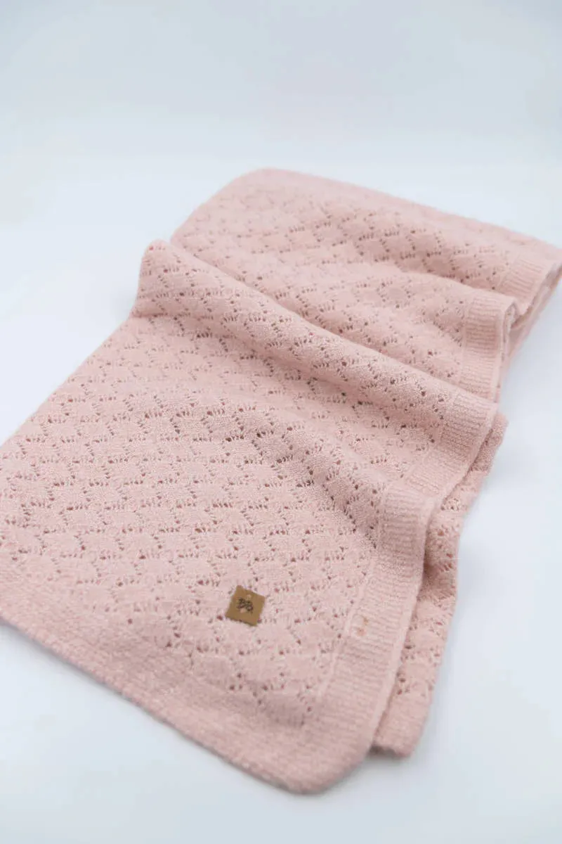 BAMBOOM Copertina in lana Rombi aperti Rosa 74*100