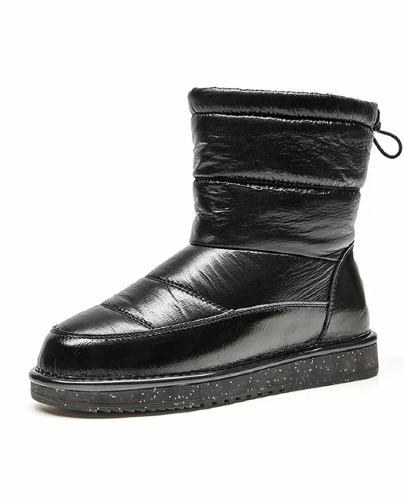 Beautoday Stivali da Neve in Lana Donna Punta Rotonda Cinturino Posteriore Inverno Caldo Scarpe da Donna in Pelliccia Slip On Fa