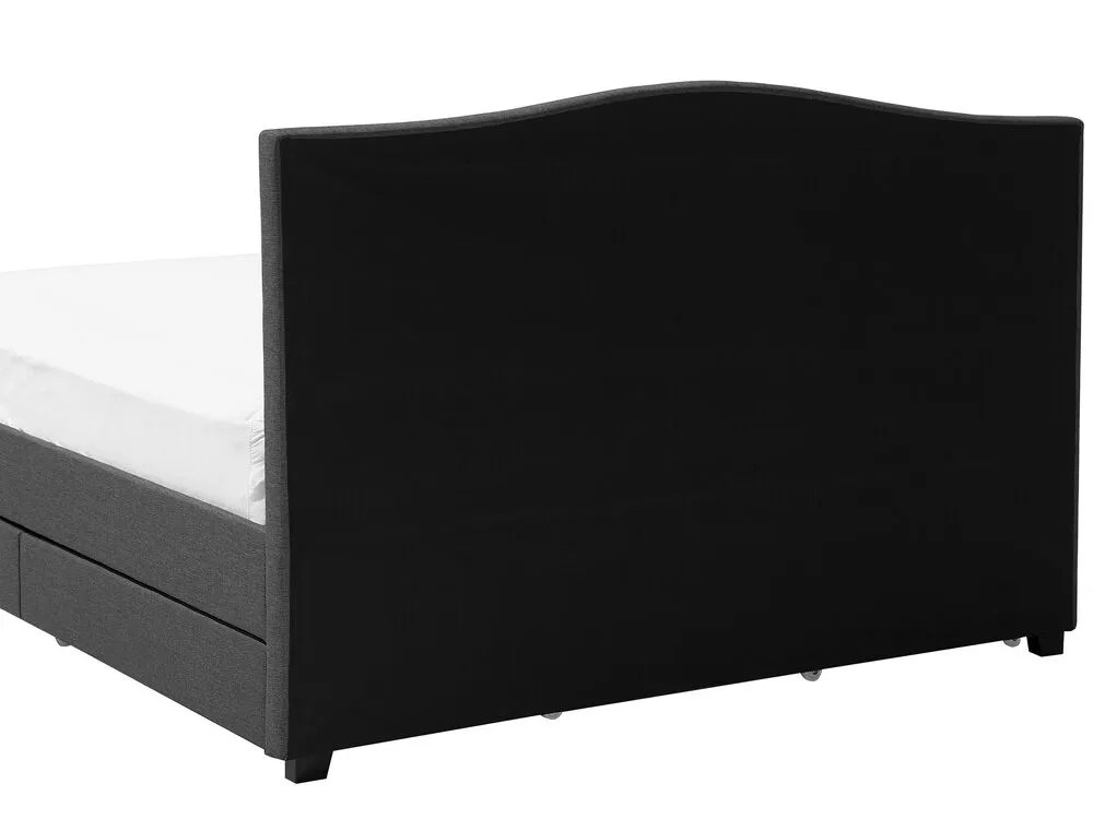 Bed with Storage Drawers Fabric MONTPELLIER 180 x 200 cm (EU Super King) LED Dark Grey