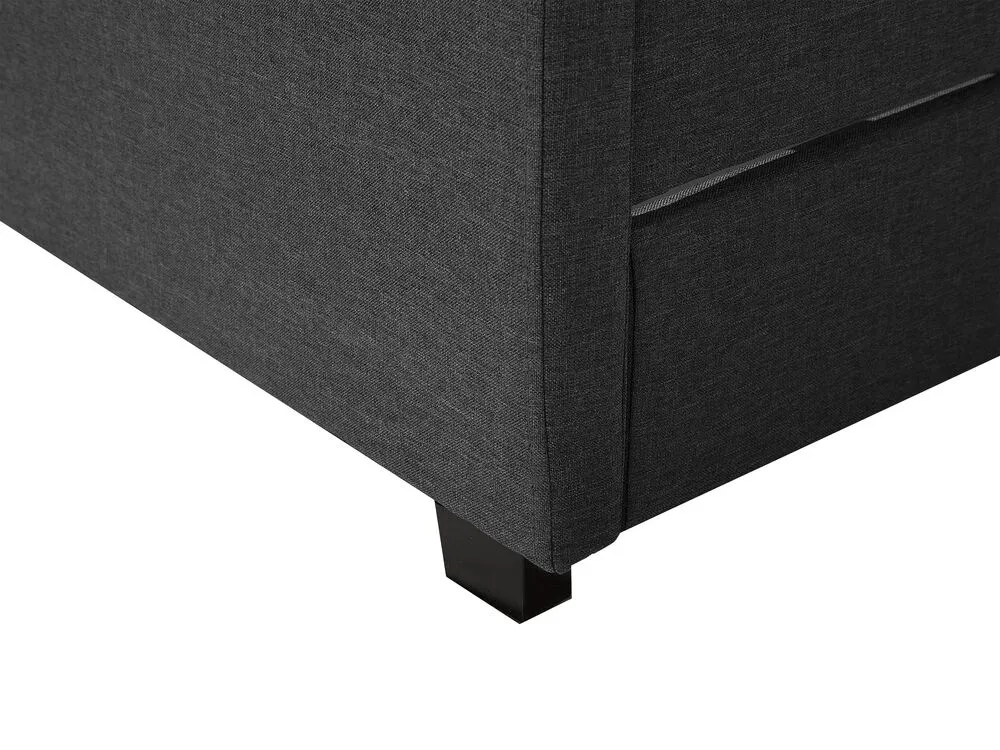 Bed with Storage Drawers Fabric MONTPELLIER 180 x 200 cm (EU Super King) LED Dark Grey