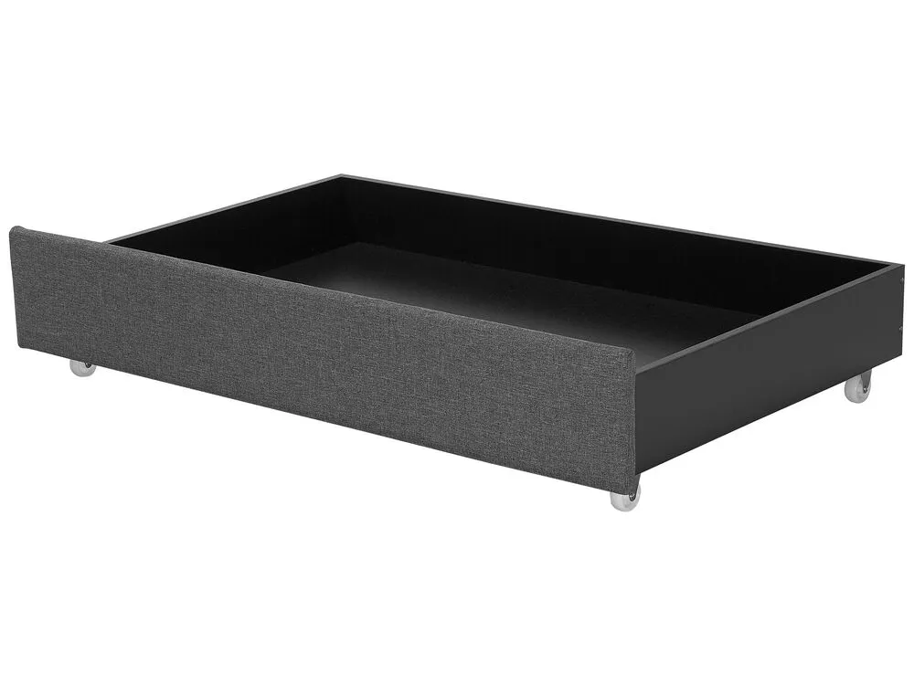 Bed with Storage Drawers Fabric MONTPELLIER 180 x 200 cm (EU Super King) LED Dark Grey