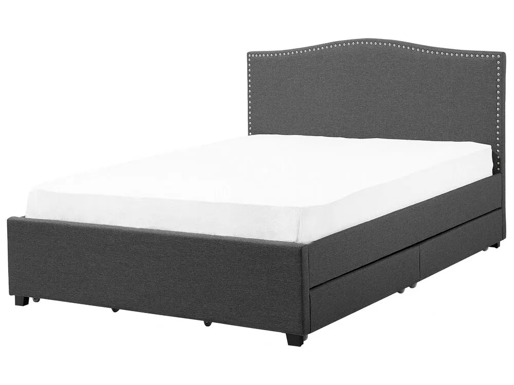 Bed with Storage Drawers Fabric MONTPELLIER 180 x 200 cm (EU Super King) LED Dark Grey