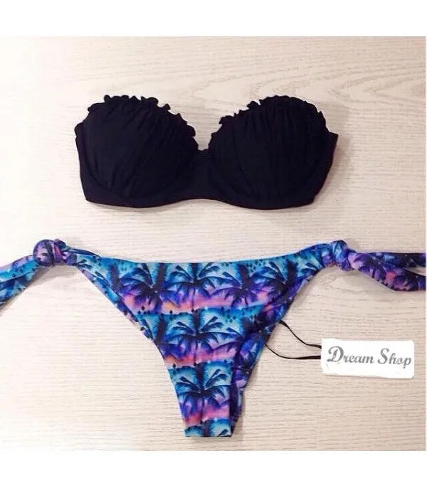 Bikini Palme top nero - Dream Shop