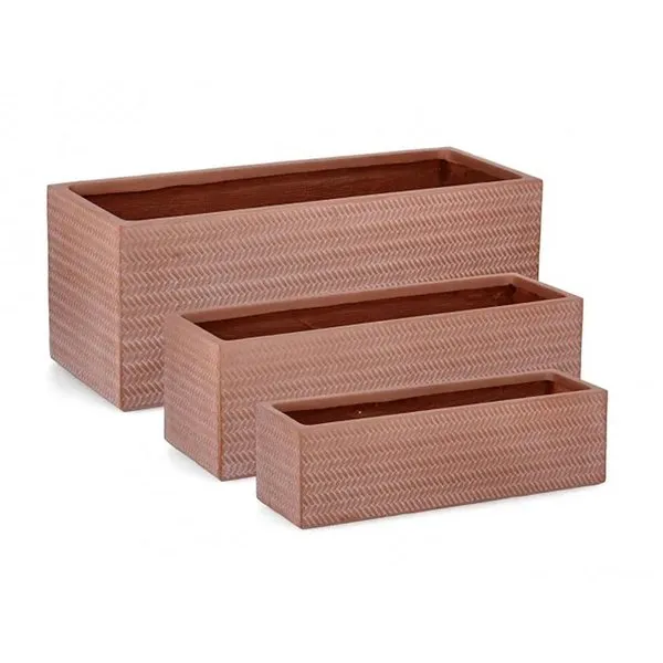 Bizzotto outdoor Set 3 porta vaso tressage rettangolare terracotta