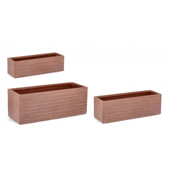 Bizzotto outdoor Set 3 porta vaso tressage rettangolare terracotta
