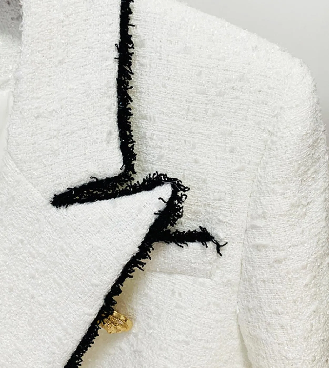 Blazer con bottoni sul petto bianco Giacca da giacca da abito da lavoro in lana
