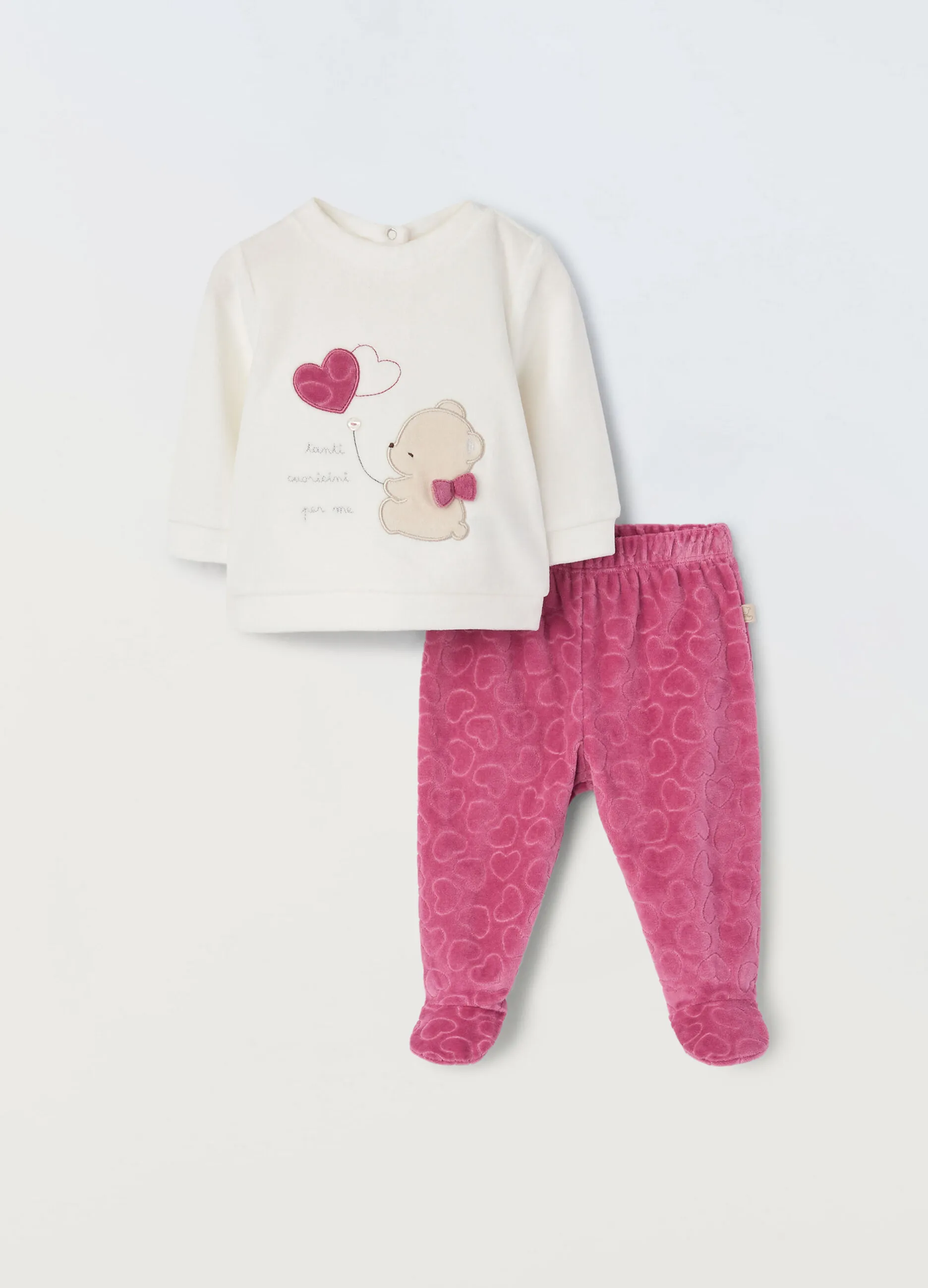 BLUKIDS  Set velour in misto cotone neonata