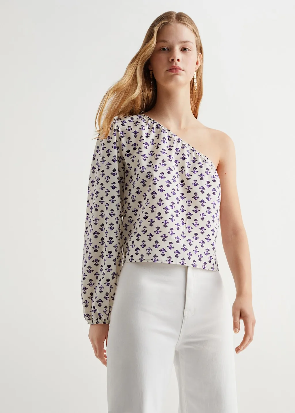 Blusa asimmetrica stampata