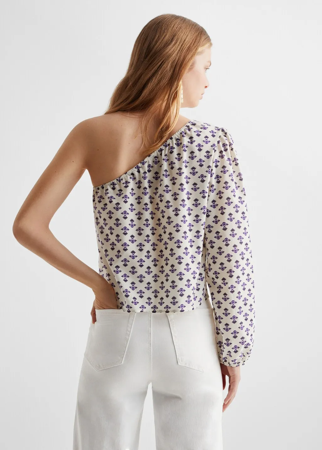 Blusa asimmetrica stampata