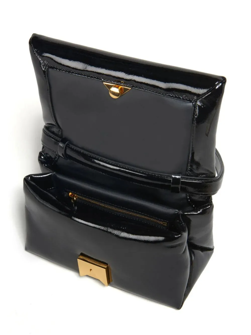 Borsa Prisma piccola in pelle verniciata