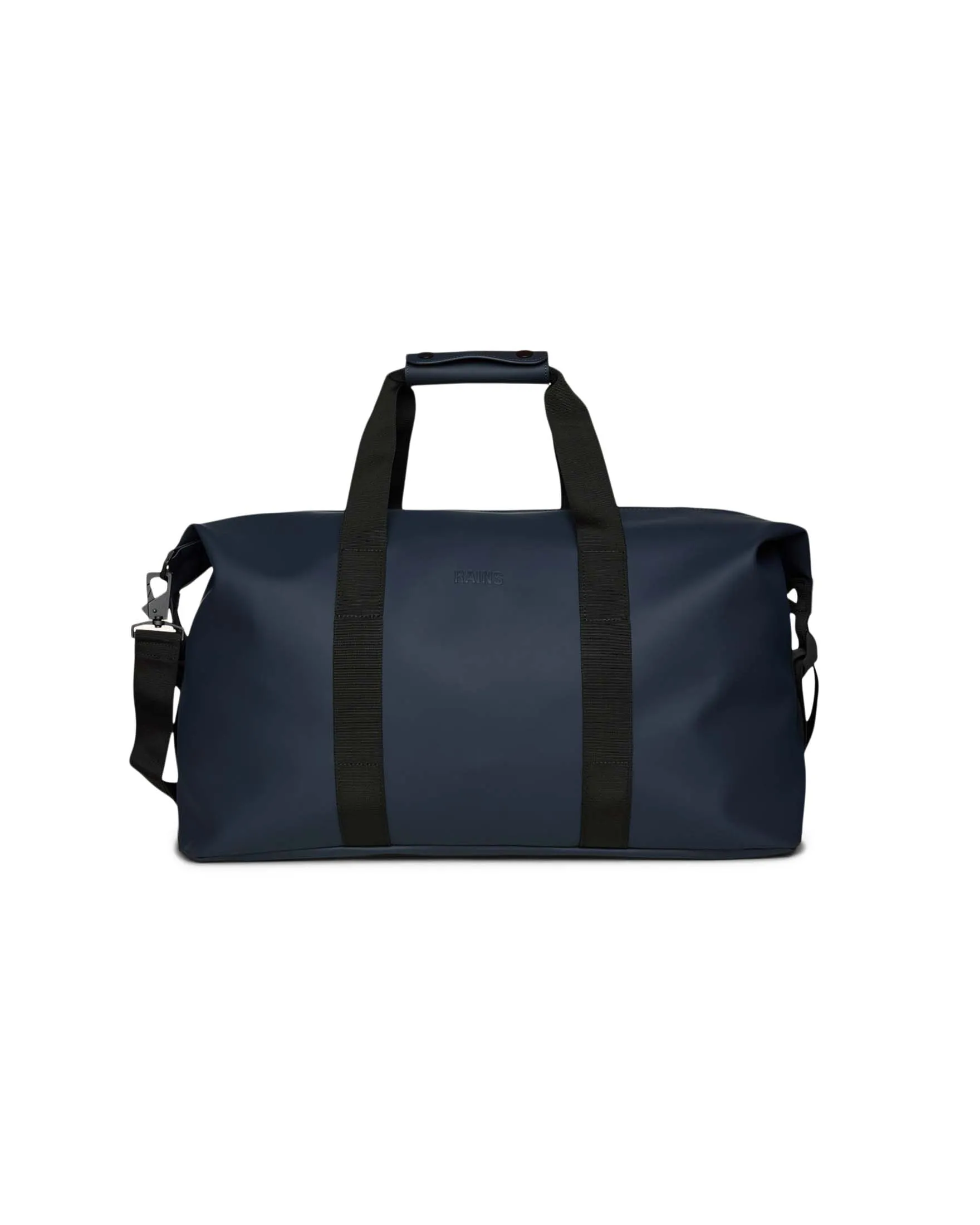Borsa Weekend Bag blu in tessuto impermeabile effetto gommato con tracolla removibile