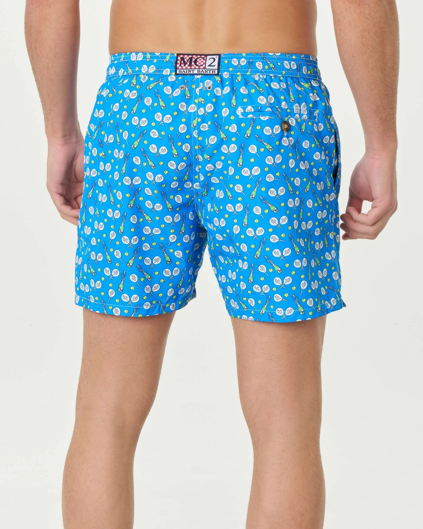 Boxer mare celeste con stampa padel winner