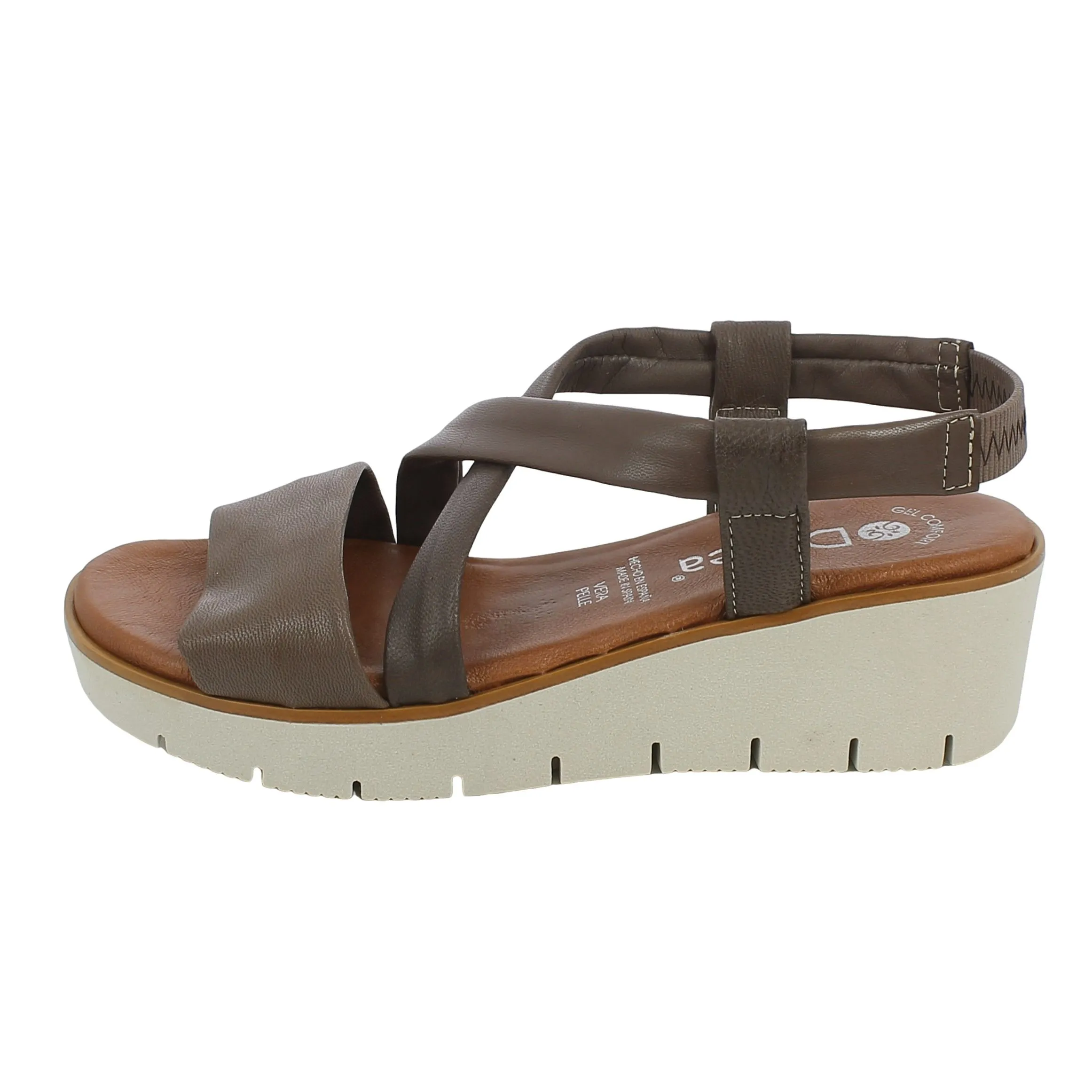 BRAND  Sandalo moro con elastico e zeppa 