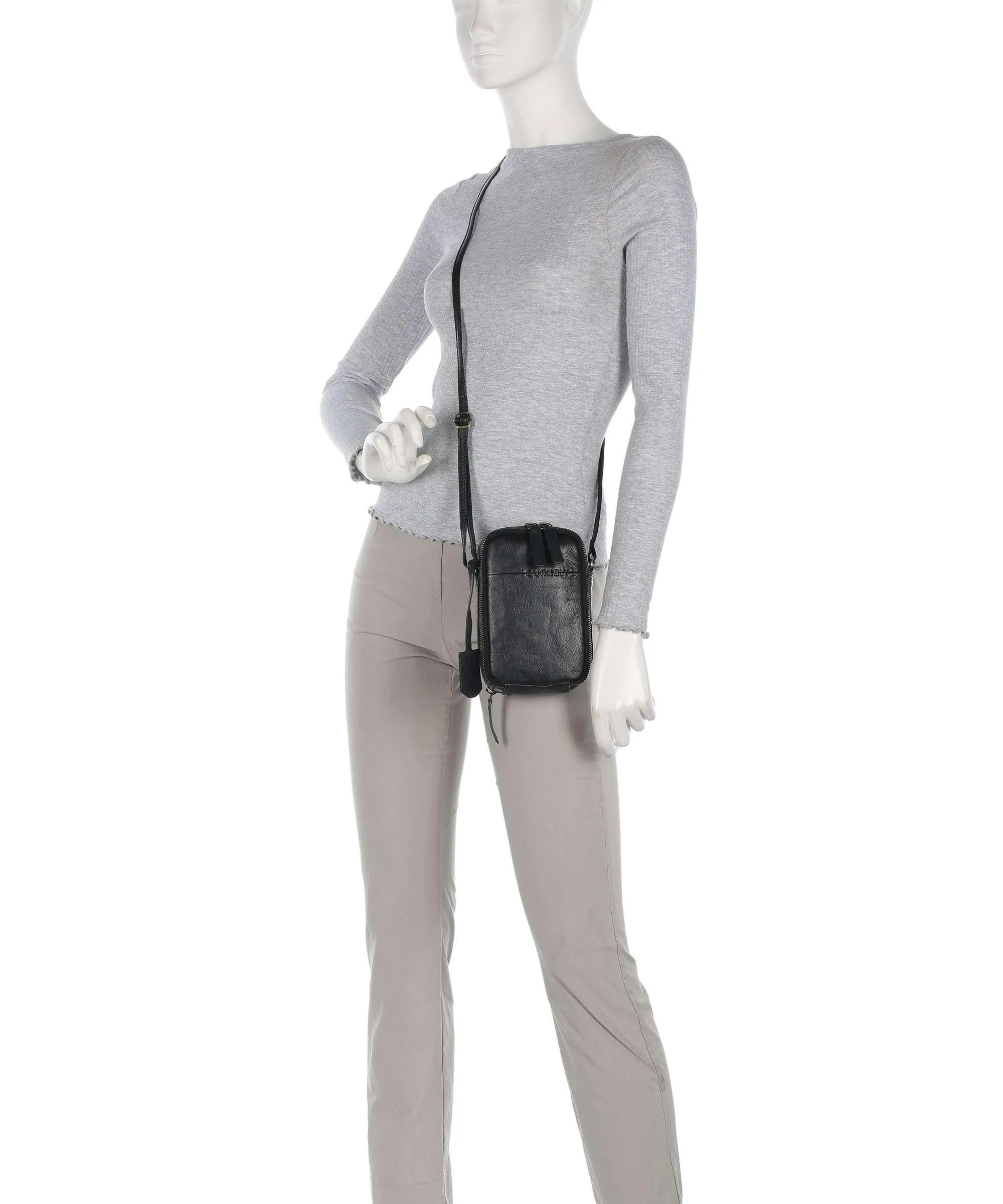  Burkely Natural Norah Borsetta porta cellulare pelle di vacchetta grana nero  