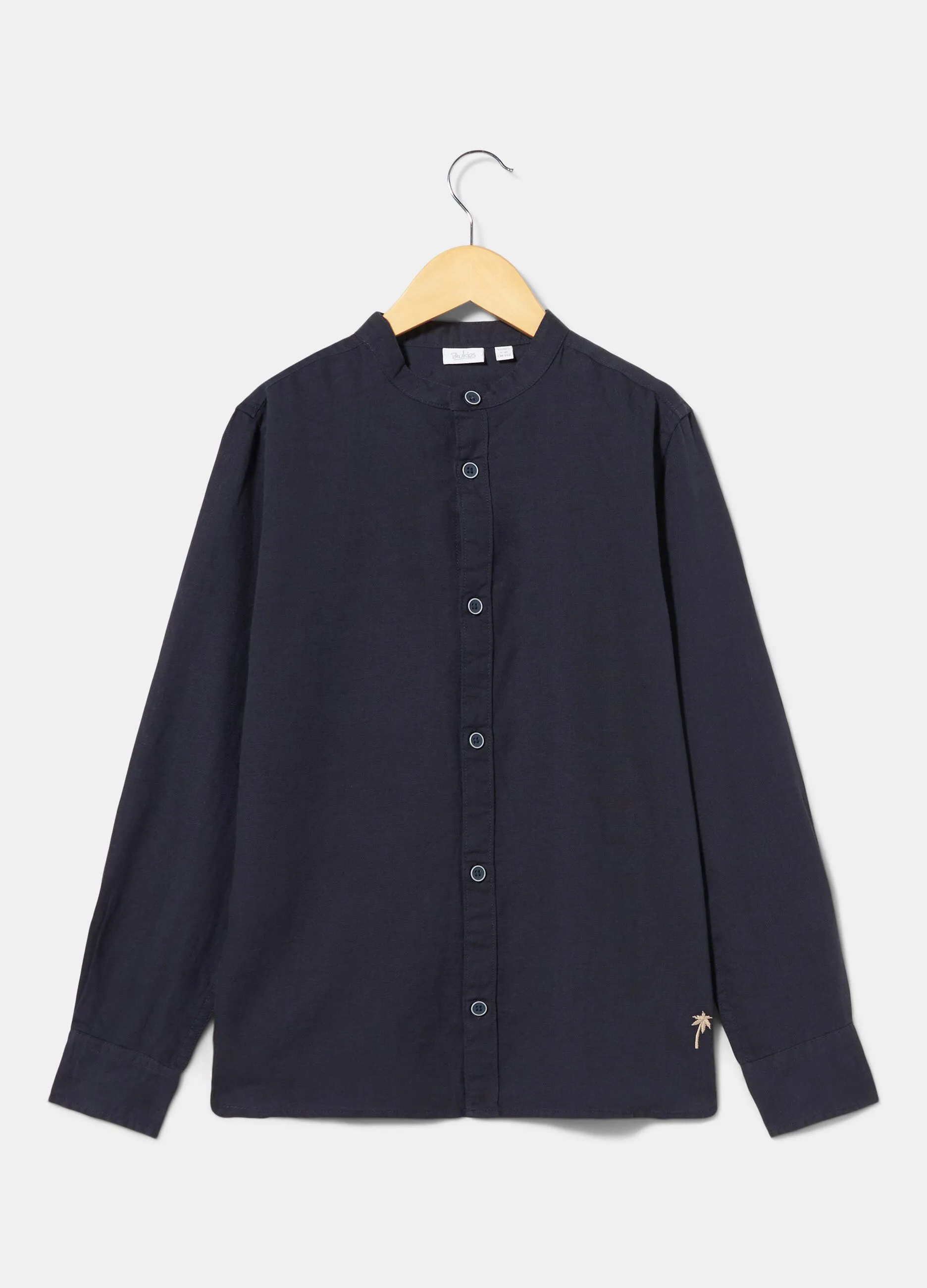Camicia coreana in misto lino ragazzo