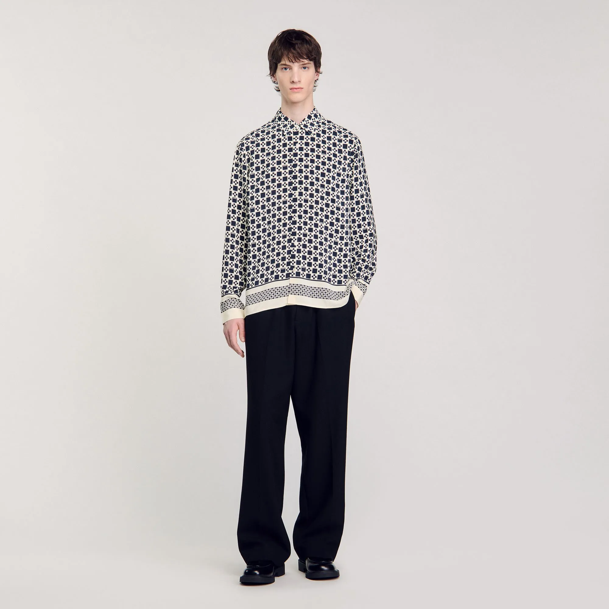 Camicia fluida con stampa square cross