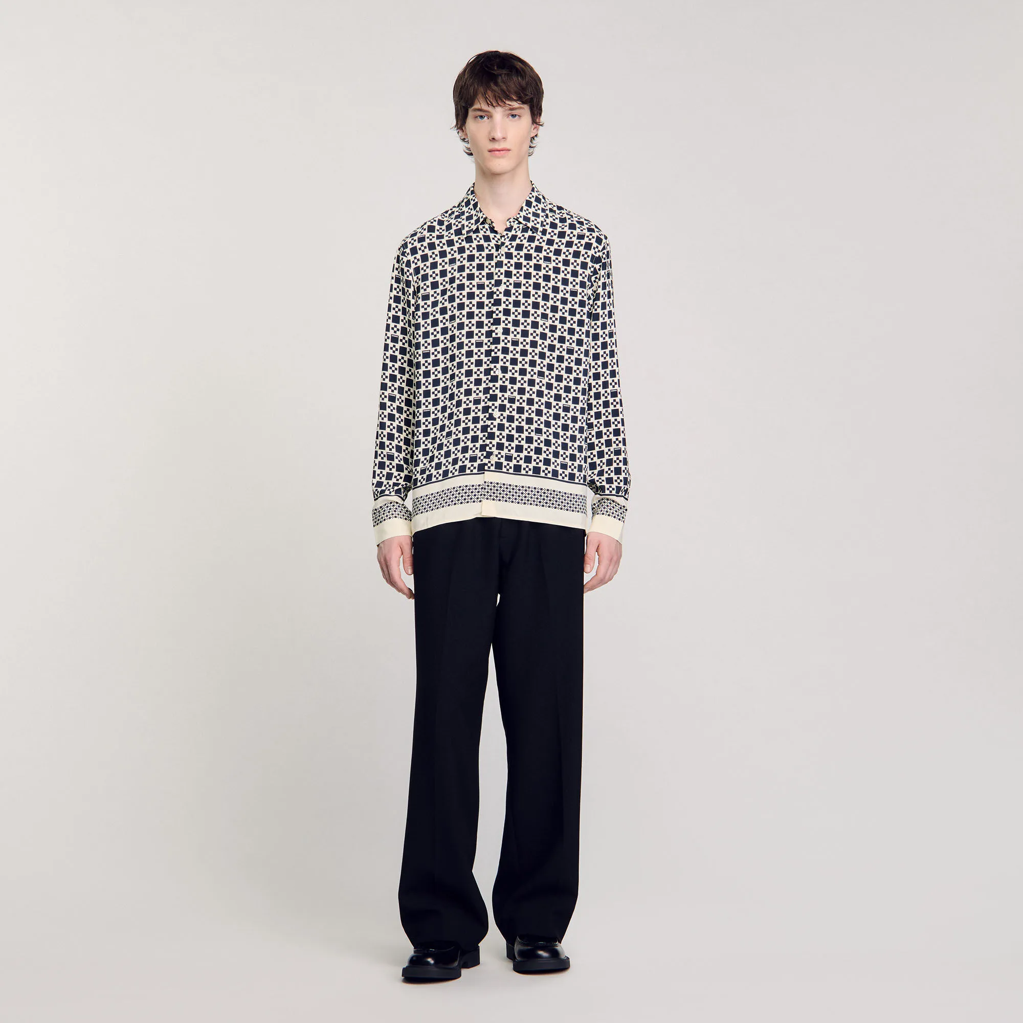 Camicia fluida con stampa square cross