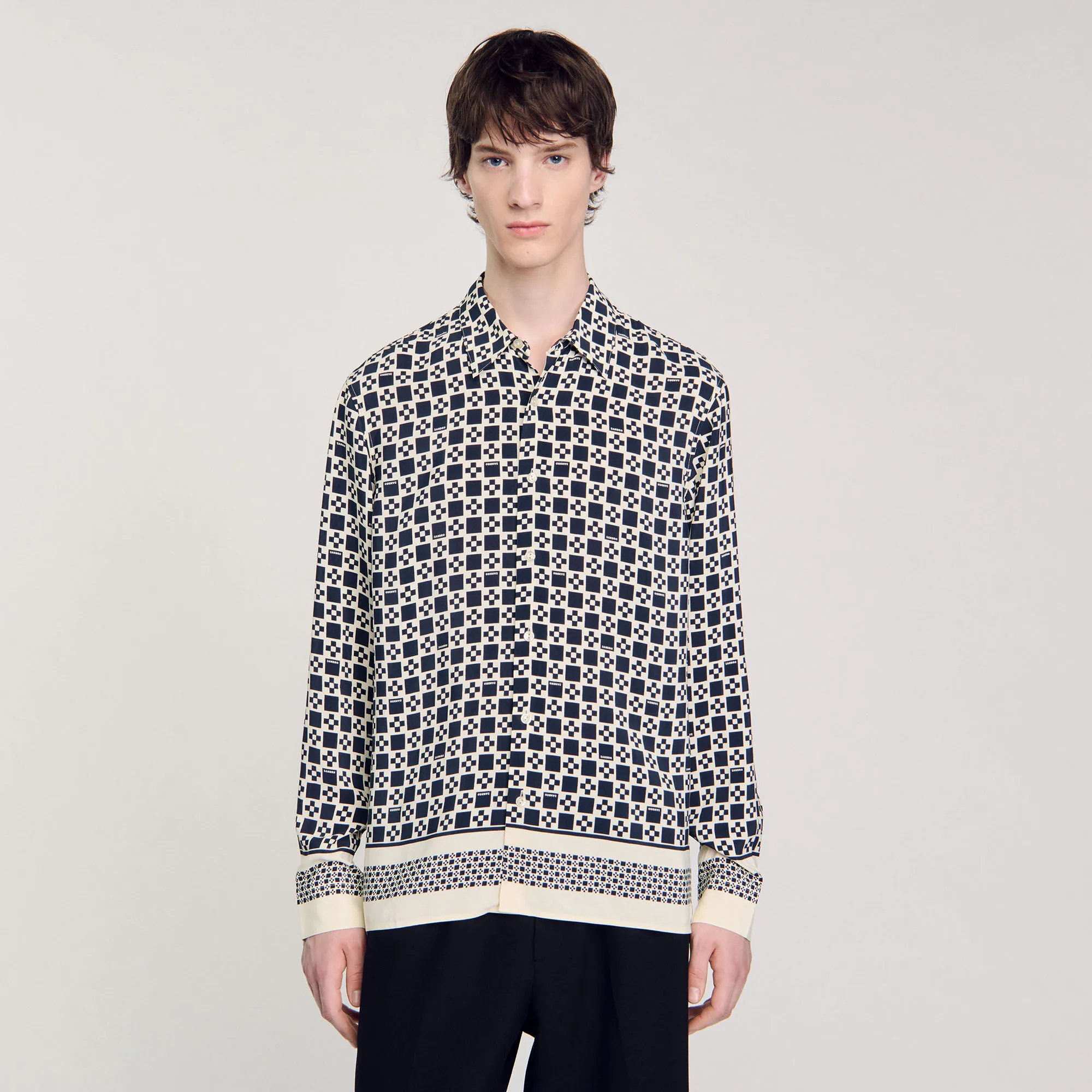 Camicia fluida con stampa square cross