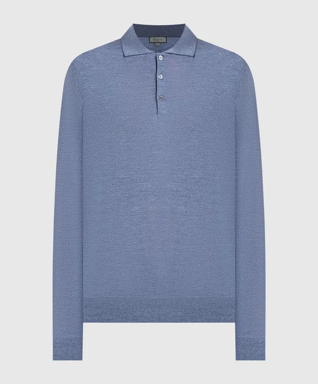 Canali Polo in lana blu MK00077C0017