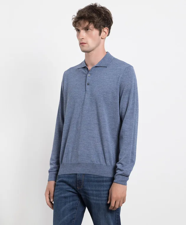 Canali Polo in lana blu MK00077C0017