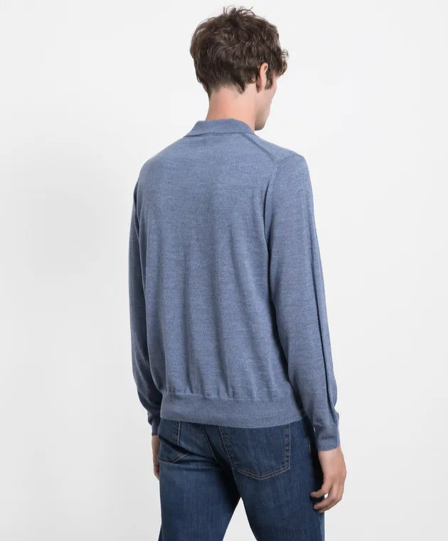 Canali Polo in lana blu MK00077C0017
