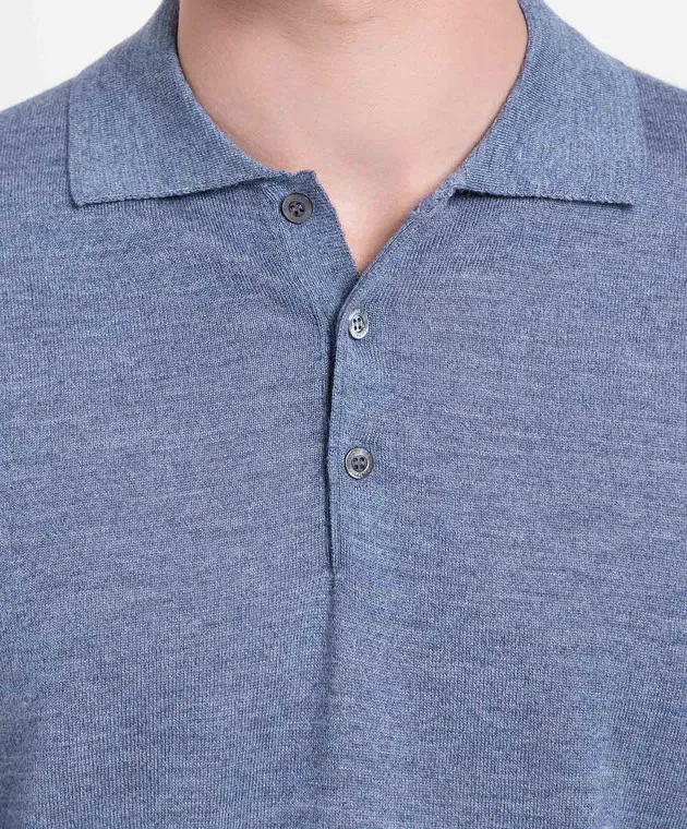 Canali Polo in lana blu MK00077C0017