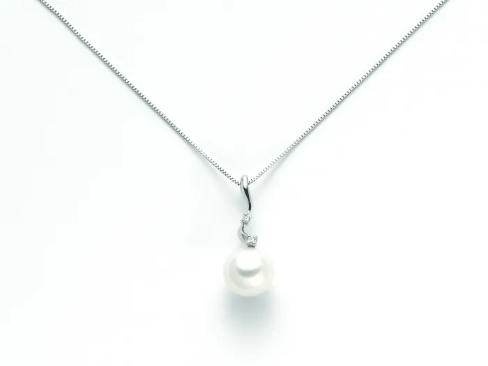 Catenina girocollo Miluna in oro bianco con Perla e diamanti 0.0225ct PCL4724X