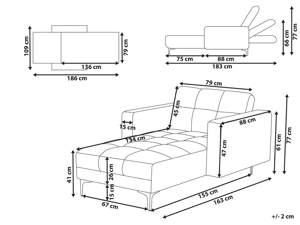 Chaise longue tessuto verde ALNES