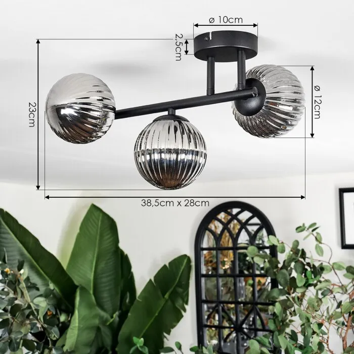 Chehalis Plafoniera, Lampada a sfera Grigio fumo, 3-Luci