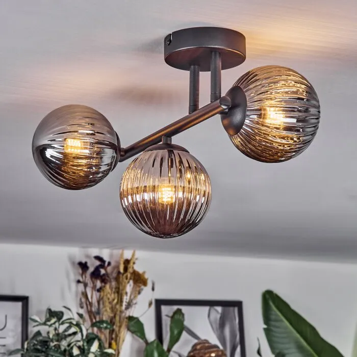 Chehalis Plafoniera, Lampada a sfera Grigio fumo, 3-Luci