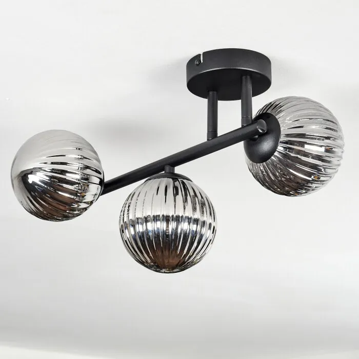 Chehalis Plafoniera, Lampada a sfera Grigio fumo, 3-Luci