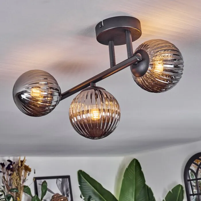 Chehalis Plafoniera, Lampada a sfera Grigio fumo, 3-Luci