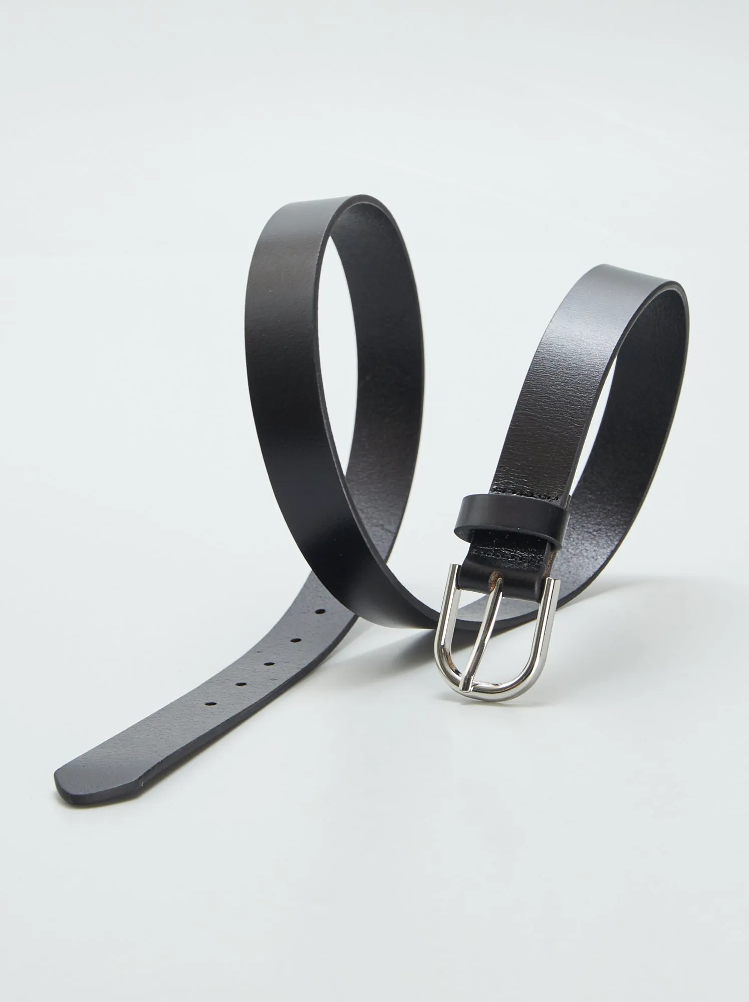Cintura basica in pelle - NERO