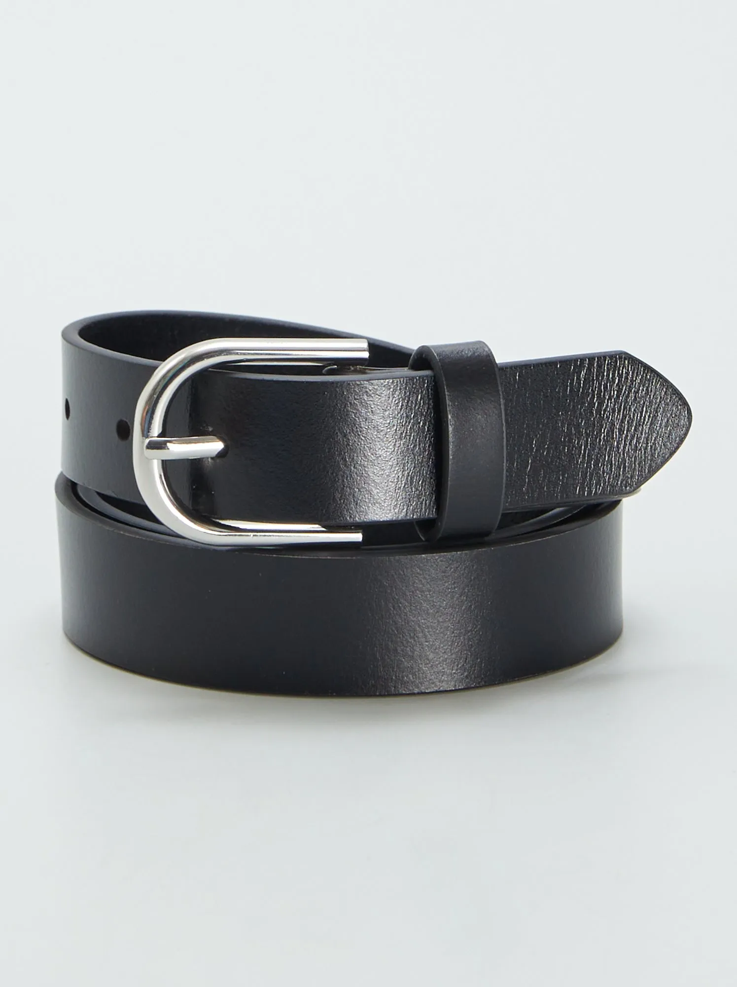 Cintura basica in pelle - NERO