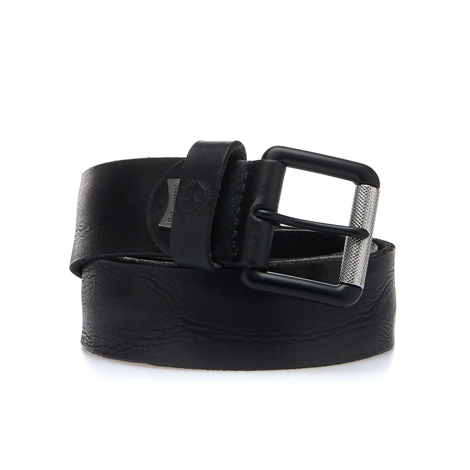 Cintura nera da uomo in pelle con logo