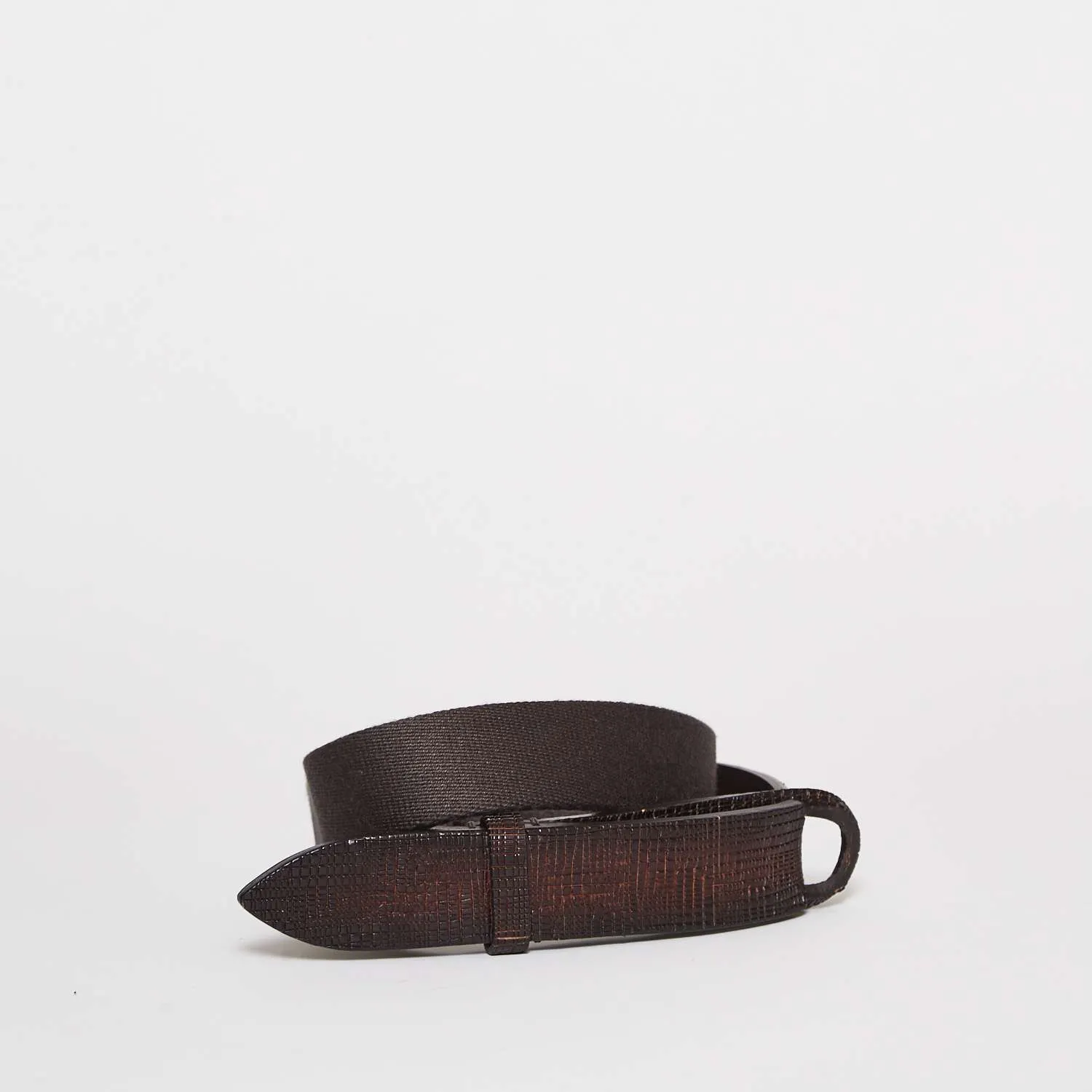 Cintura Nobuckle Cross In Pelle e Tessuto