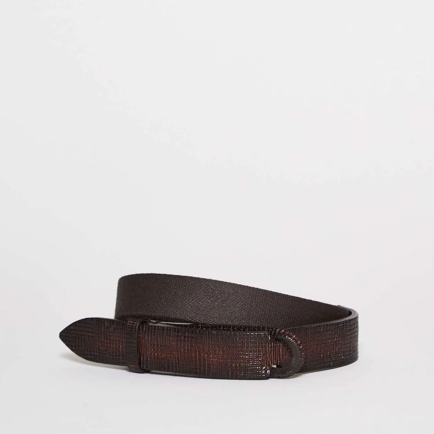 Cintura Nobuckle Cross In Pelle e Tessuto